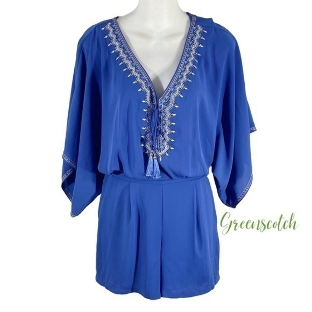 White House Black Market blue purple kimono sleeve romper 2 P34